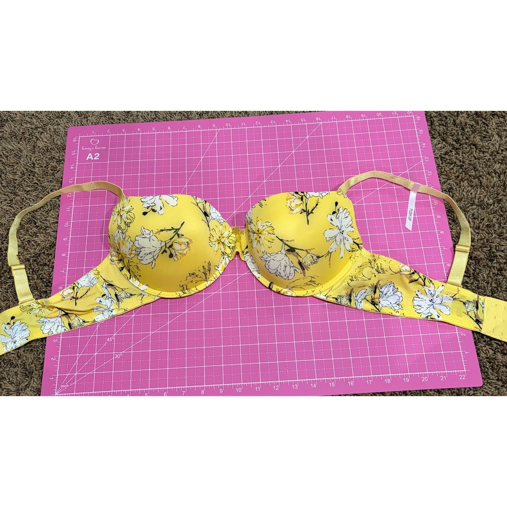 Daisy Fuentes Yellow Floral Push Up Bra Underwire Padded 40C DF1109X-3PK